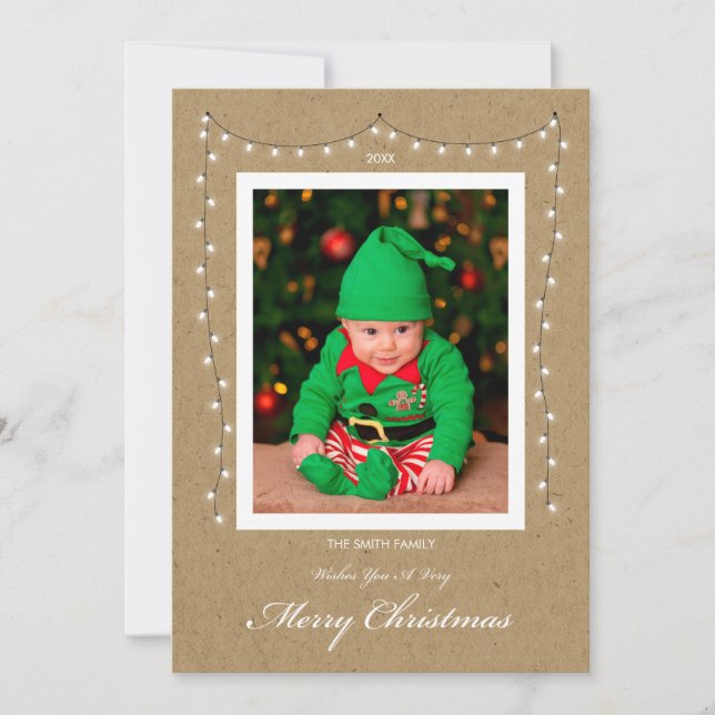 Flat Deer Photo Christmas Card (Front)