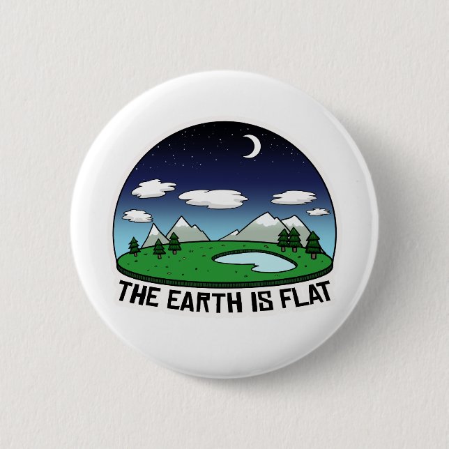 Flat earth 6 cm round badge (Front)
