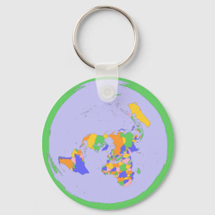 Flat Earth AE Azimuthal Equidistant Map Key Chain