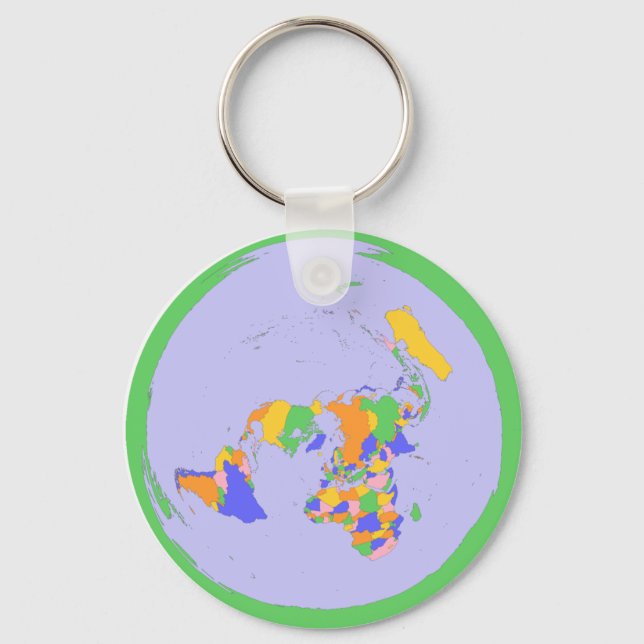 Flat Earth AE Azimuthal Equidistant Map Key Chain (Front)