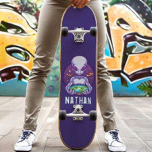 Flat Earth Alien Personalised Name Skateboard
