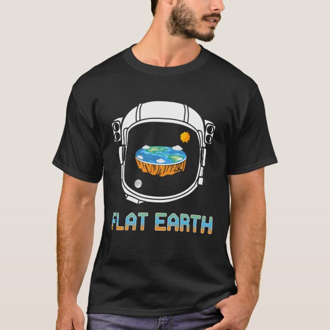 Flat Earth Astronaut Sun Moon - Flat Earth T-Shirt (Front)