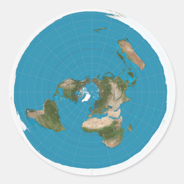 Flat Earth Azimuthal Equidistant AE Map Stickers (Front)