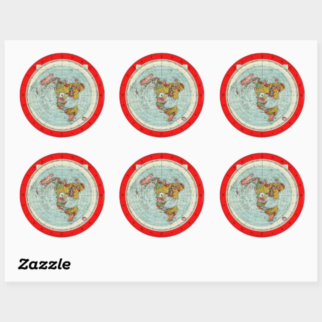 Flat Earth Azimuthal Projection Map Sticker (Sheet)