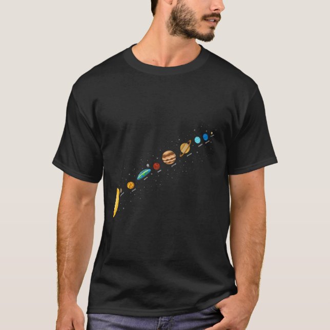 Flat Earth Believers Solar System View T-Shirt (Front)