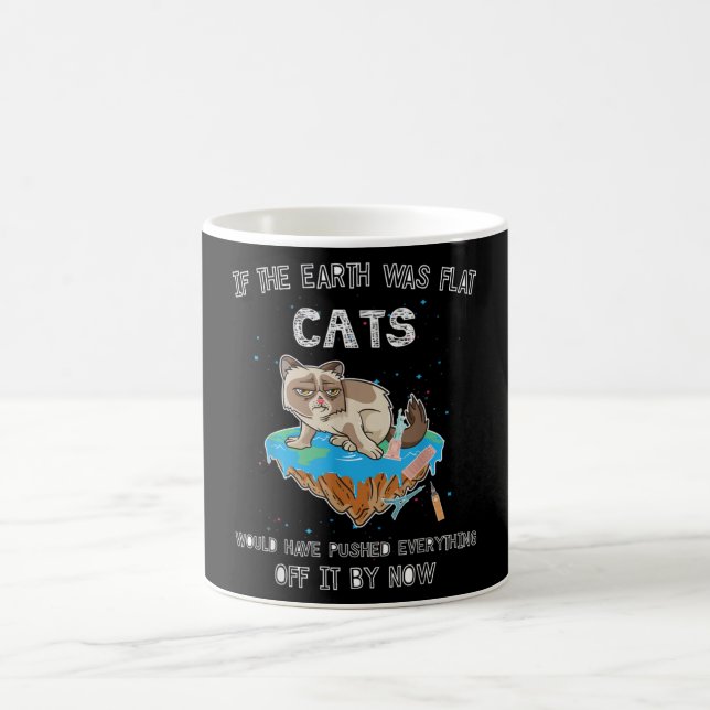 Flat Earth Cat Funny Kitten Universe Space Sci-Fi Coffee Mug (Center)