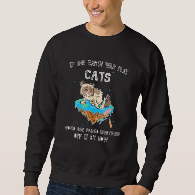 Flat Earth Cat Kitten Universe Space Sci Fi Scienc Sweatshirt (Front)