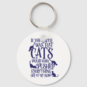 Flat Earth Cat Theory Graphic Funny Earth Day Key Ring