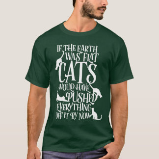 Flat Earth Cat Theory graphic funny earth day T-Shirt