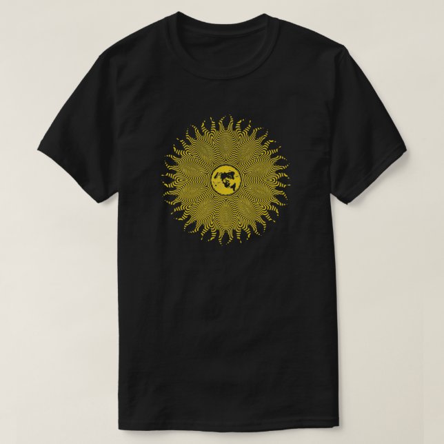 Flat Earth Favourite Map Sun Logo T-Shirt (Design Front)