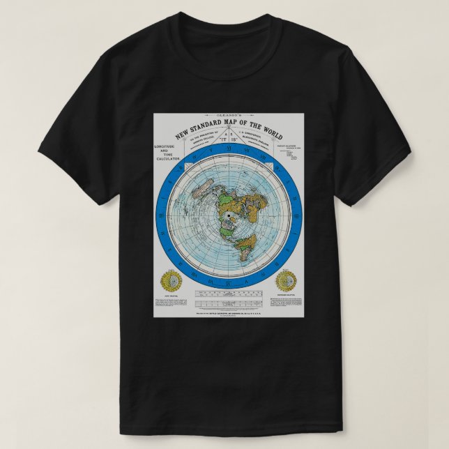 Flat Earth Gleasons New Standard Map Of The World  T-Shirt (Design Front)