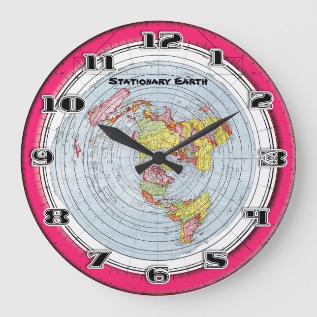 Flat Earth Gleasons Stationary Map of the World Large Clock (Front)