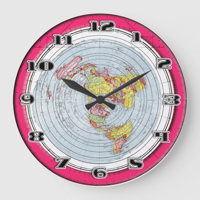 Flat Earth Gleasons Stationary Map of the World Large Clock (Front)