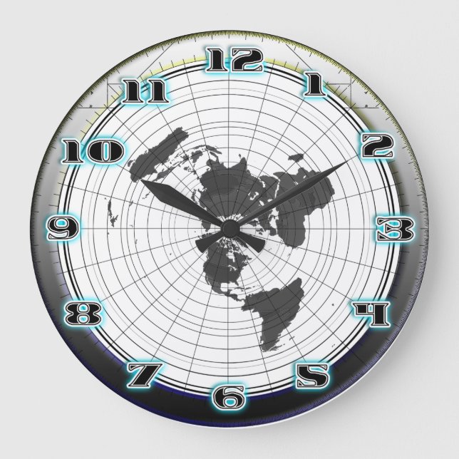 Flat Earth Gleasons Stationary Map of the World Large Clock (Front)