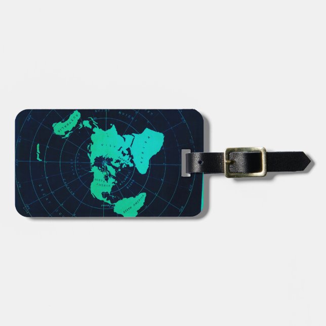 Flat Earth Map (Azimuthal equidistant projection) Luggage Tag (Front Horizontal)