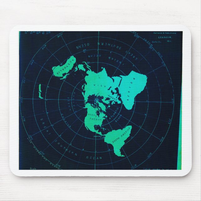 Flat Earth Map (Azimuthal equidistant projection) Mouse Mat (Front)