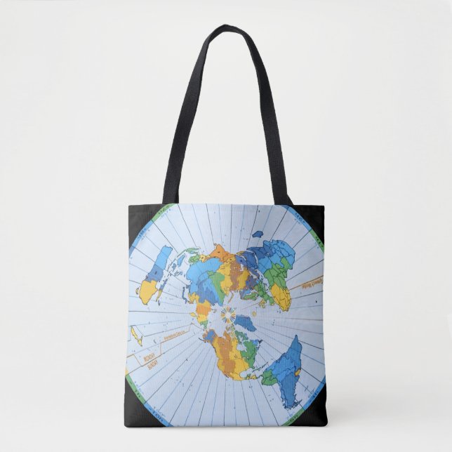 Flat Earth Map - Azimuthal Equidistant Projection Tote Bag (Front)