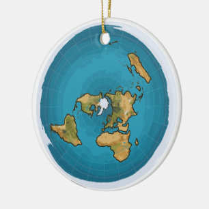 Flat Earth Map Ceramic Tree Decoration