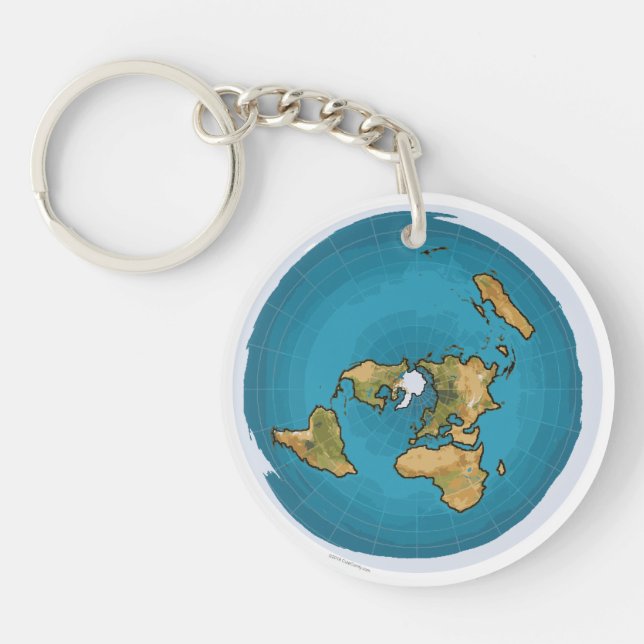 Flat Earth Map Key Ring (Front)