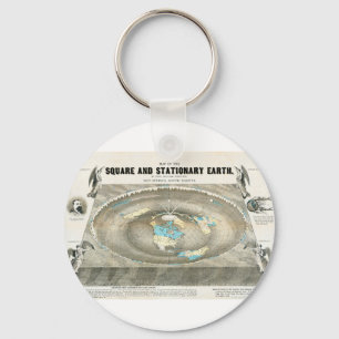 Flat Earth Map Key Ring