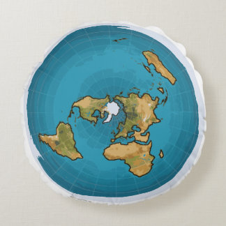 Flat Earth Map Round Cushion