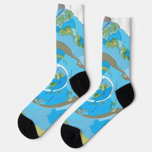 Flat Earth Map Socks - Unique Geographical Design (Left)