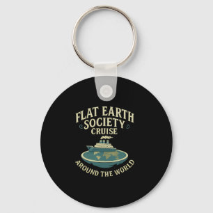 Flat Earth Society Cruise Vintage Science Humor Pr Key Ring