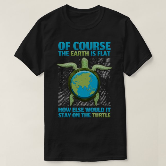 Flat Earth Society Design Turtle Elephants 5 T-Shirt (Design Front)