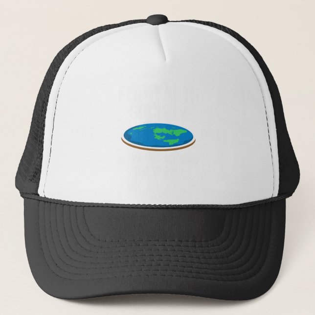 Flat Earth Society Members Around The Globe Funny Trucker Hat (Front)