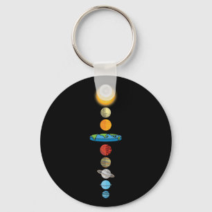 Flat Earth Society Planet Solar System Gift Key Ring