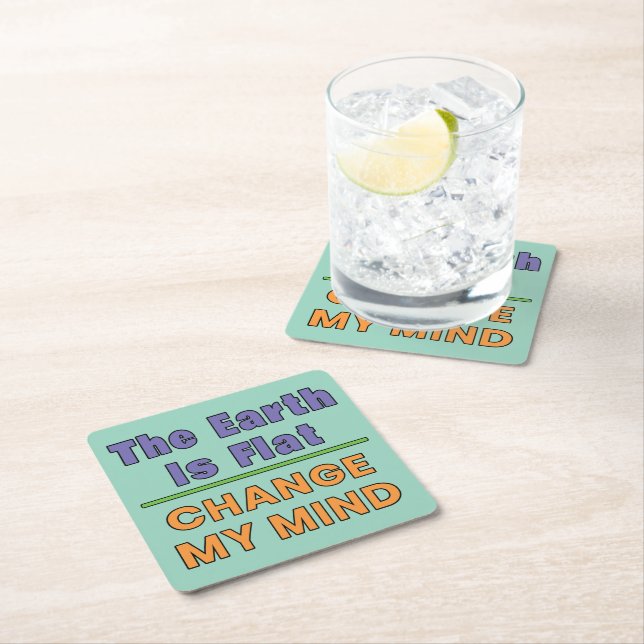 Flat Earth Square Paper Coaster (Insitu)