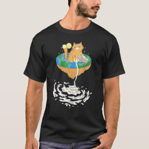Flat Earth Theory Milky Way Cat Geography Teacher T-Shirt