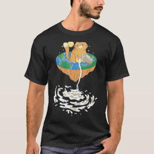 Flat Earth Theory Milky Way Cat Geography Teacher T-Shirt