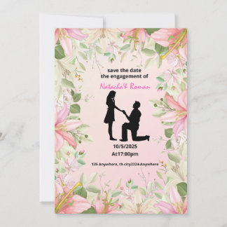 flat engagment invitation card Size: 5" x 7