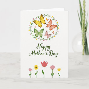 Flat Floral Happy Mothers Day Card