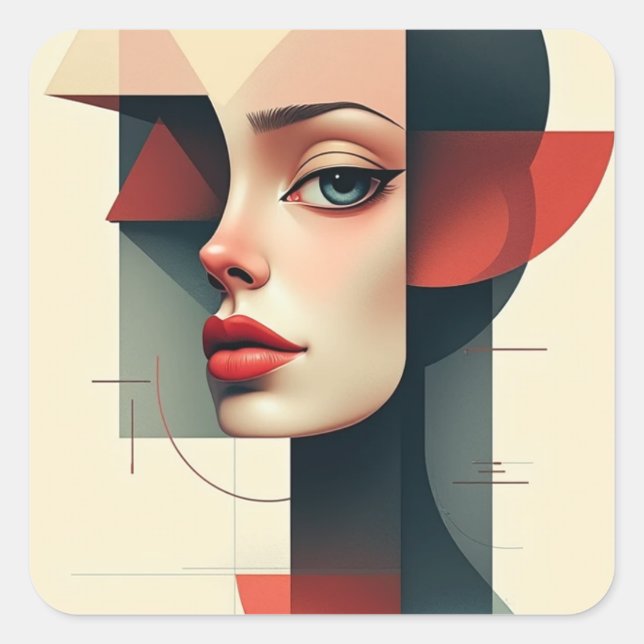 flat geometrics square sticker (Front)