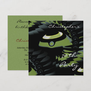 Flat Green Bowls Birthday Invitation