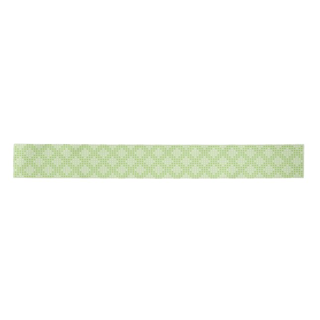 Flat Green Dots and Ovals Pattern Satin Ribbon (Front)