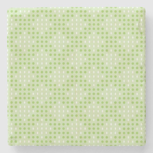 Flat Green Dots and Ovals Pattern Stone Coaster (Front)