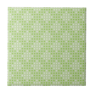 Flat Green Dots and Ovals Pattern Tile
