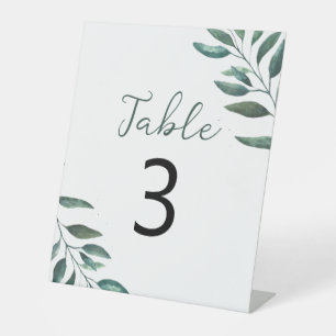 Flat Greenery Wedding Pedestal Table Number Sign