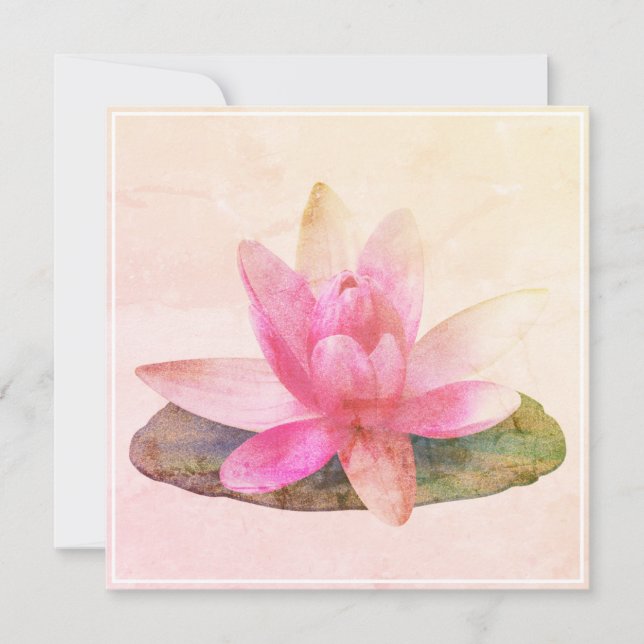 FLAT GREETING CARD : PINK LOTUS (Front)