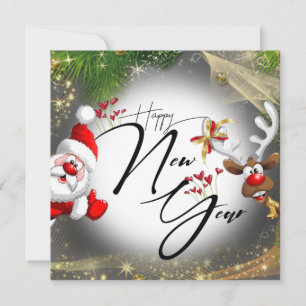 Flat greeting card with papa Noel brilla