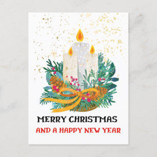 Flat Holiday Card 5x7 Christmas Candles