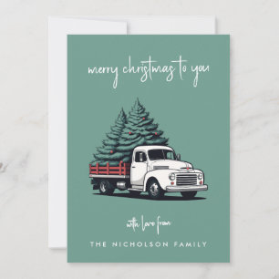 Flat Holiday Card Christmas Tree Delivery Truck