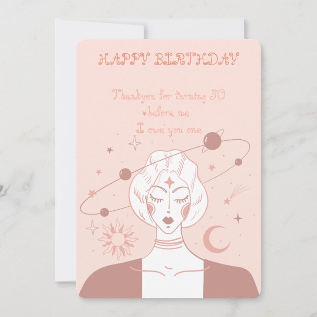 Flat Holiday Card Happy 50th Birthday Mystical (Front)