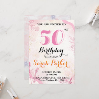Flat Invitation, 50th Birthday  Invitation