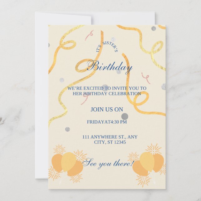 flat invitation Size: 5" x 7" (Front)