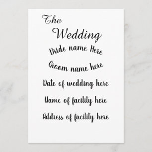 Flat Invitation, Size: 5" x 7", Paper: Matte, Stan Invitation