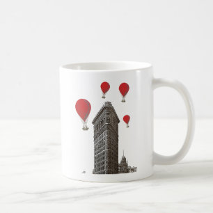 Flat Iron Building and Red Hot Air Balloons Coffee Mug